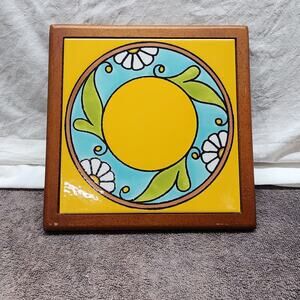 Artesa Hand Painted tile trivet wall hanging made in Ecuador X